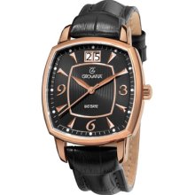 Grovana Watches Grovana Mens Rose Goldtone Stainless Steel Black Strap