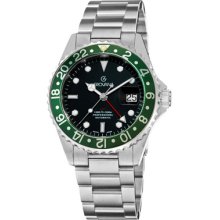 Grovana Watches Grovana Mens GMT Black Dial Stainless Steel Automatic