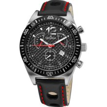 Grovana Watches Grovana Mens Black Strap Retrograde Chronograph Watch