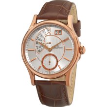 Grovana Watches Grovana Mens Retrograde Dial Brown Strap Quartz Watch