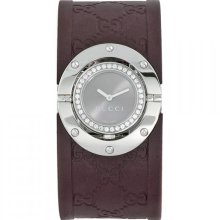 Gucci 37 Diamond Brown Sun-Brushed Dial Women's Watch #YA112428