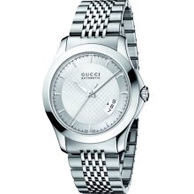 Gucci G-Timeless Silver Dial Stainless Steel Automatic Mens Watch YA126417