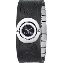 Gucci Ladies Series 112 Twirl Rubber Bangle Style Black Dial YA112518