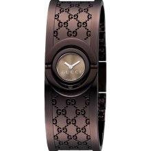 Gucci Ladies Twirl Quartz Brown Dial Bangle Style YA112532