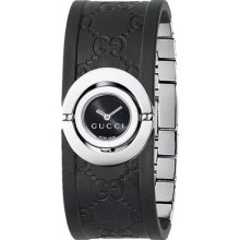 Gucci YA112518 Series 112 Twirl Rubber Bangle Style Black Dial ...