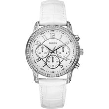 GUESS Chronograph White Leather Ladies Watch U13602L1