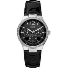 Guess Ladies Stone Set Black Strap W11586L1 Watch