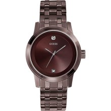 Guess Men's Stainless Steel Case Rrp $135 Brown Steel Bracelet Watch U0103g1