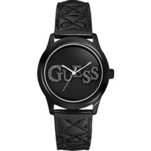 Guess Mens W70040l2 Black Leather Watch