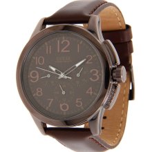 Guess U0067G4 Casual Sport Brown Dial Brown Leather Strap Men's Watch