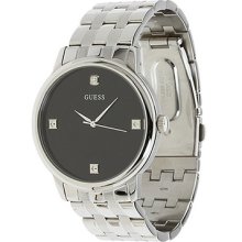 Guess U10058g1 Women's Diamond Stainless Steel Band Black Dial Watch