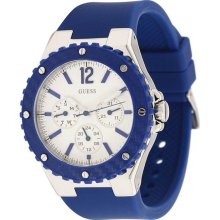 Guess U10657L3 White Dial Blue Silicone Strap Men's Watch