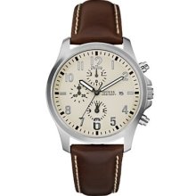 Guess U11638G2 Brown Leather Chronograph Mens Watch