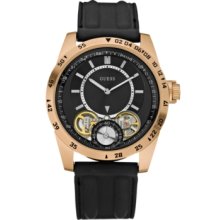 Guess Watch, Mens Automatic Black Silicone Strap 46mm U18511G1