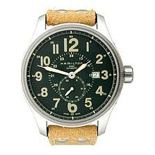 Hamilton Khaki Field Officer Nubuck Leather Black Dial Men's Watch #H70655733