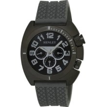 Henley Boy's Quartz Watch With Black Dial Analogue Display And Grey Silicone Strap Hy005.1