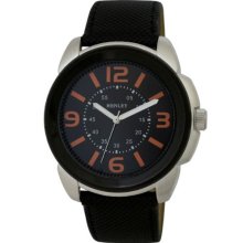 Henley Men's Quartz Watch With Black Dial Analogue Display And Black Bold Silicone Strap H02036.18