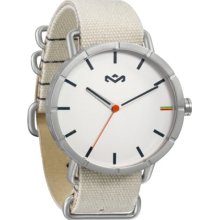 House of Marley Mens Hitch Analog Stainless Watch - White Canvas Strap - White Dial - WM-JA004-DB