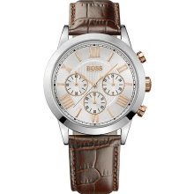 Hugo Boss Brown Leather Chronograph Mens Watch 1512728