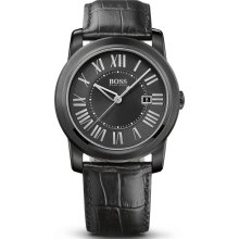 Hugo Boss Watch, Mens Black Crocodile Leather Strap 40mm 1512715