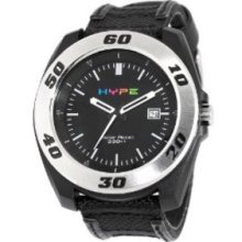 Hype Mens 341005WHT Black Dial White Hands Analog Sport