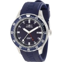 Invicta Dual Time Gmt Blue Rubber Strap Blue Dial Date Sports Watch 11256