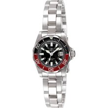 Invicta Ladies Stainless Steel Sapphire Pro Diver Black Dial Red Bezel 7061
