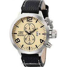 Invicta Mens Corduba Chronograph Ivory Dial Black Leather Invicta-3449