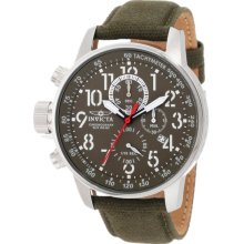 Invicta Men's Force Chronograph Stainless Steel Case Green Dial Leather and Nylon Strap 1874