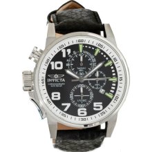 Invicta Men's Force Chronograph Stainless Steel Case Leather Bracelet Black Dial 13053