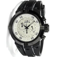 Invicta Men's Iforce-Contender Dual Strap Chronograph Watch With Ipb Case, Matt White Dial, Black Pu Strap