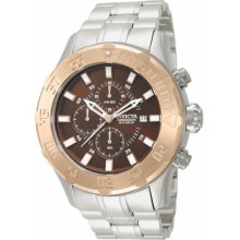 Invicta Men's Pro Diver Chronograph Stainless Steel Case and Bracelet Brown Tone Dial 13107