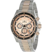 Invicta Mens Pro Diver Quartz Chrono Rosetone Dial Two-tone Date Watch 12457