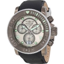 Invicta Men's Sea Hunter Chronograph Silver Dial Leather Strap Date Display 10720