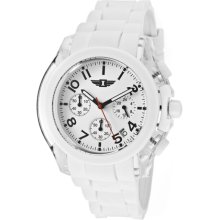 Invicta Men's Sharp White Rubber Ribbed Strap Chronograph White Dial D