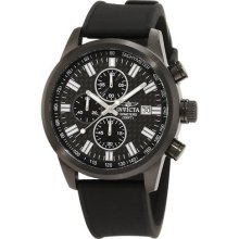 Invicta Men's Specialty Chronograph Black Textured Dial Black Polyurethane Watch