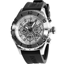INVICTA New Chronograph Mens Analog Round Steel Watch Black Rubber Band