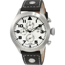 Invicta Swiss ChronoGraph Men's White Dial Black Calf Leather Str ...