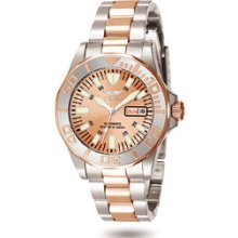 Invicta Two Tone 23K Rose Gold Plated Sapphire AutoRose Gold Dial
