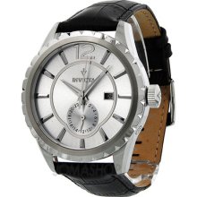 Invicta Vintage Black Leather Mens Watch | 24 Hour Subdial