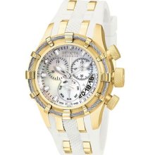 Invicta Womens Reserve Bolt Swiss Made Chronograph Gold Tone Case White Watch