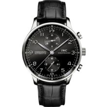Iw371447 - Mens Original Iwc Portuguese Black Dial Automatic Wristwatch