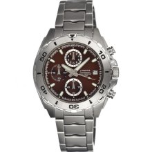 J Springs Mens Chronograph Stainless Watch - Silver Bracelet - Brown Dial - JSPBFD042