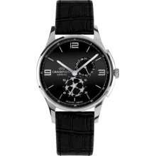 Jacques Lemans Uefa Champions League U-33A Gents Black Leather Strap Soccer Watch