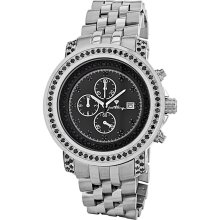 JBW Men's 'Melbourne' Chronograph Black Diamond Watch (Stainless Steel)