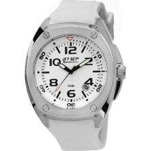 Jet Set Mens Martinique Stainless Watch - White Rubber Strap - White Dial - JETJ32823-161