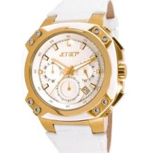 Jet Set Mens Prague Stainless Watch - White Leather Strap - Silver Dial - JETJ64117-631