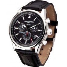 JG6500-44 Jorg Gray Mens Black Leather Chronograph Watch
