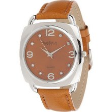 Joan Rivers Modern Classic Leather Strap Watch - Brown - One Size