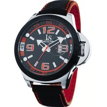 Joshua & Sons Men's 'Daredevil' Quartz Black and Red Racer Watch